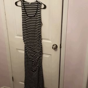 Maternity - Navy and White Striped Maxi Dress